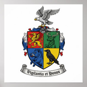 Affiche Armoiries héraldiques de Vigilantia et Honos