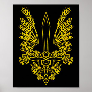 Affiche Armoiries jaunes stylisées de l'Ukraine - P ukrain