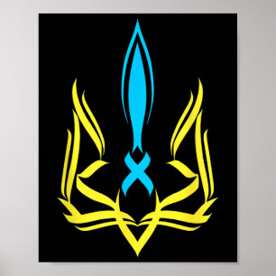 Affiche Armoiries nationales ukrainiennes Couleurs jaune b