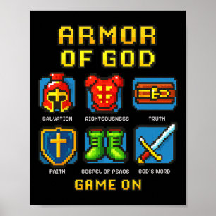 Affiche Armor De Dieu Pixel Faith Christian Vidéo Jeu