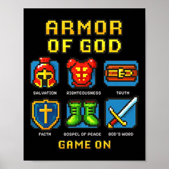 Affiche Armor De Dieu Pixel Faith Christian Vidéo Jeu (Devant)