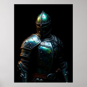 Affiche Armure de Chevalier Médiéval, Couleurs Abstraites