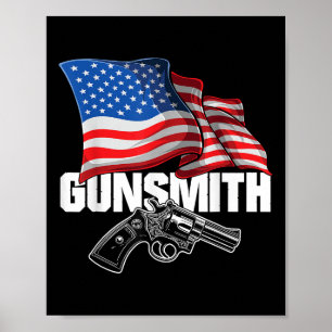 Affiche Armurier Américain Patriote Drapeau Usa Style Rétr