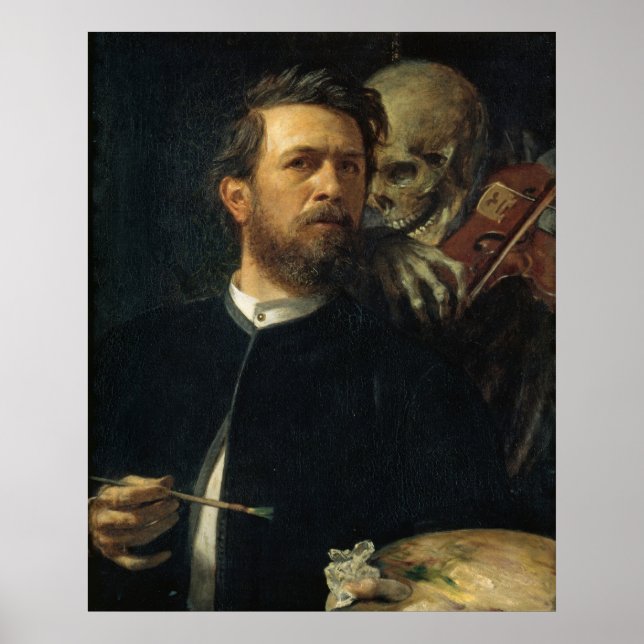 Affiche Arnold Böcklin - Self-Portrait with Death (Devant)