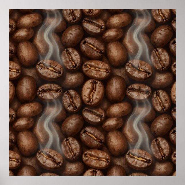 Affiche Arôme de vapeur de grains de café fraîchement torr (Devant)