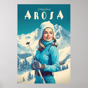 Affiche Arosa, Suisse, Ski