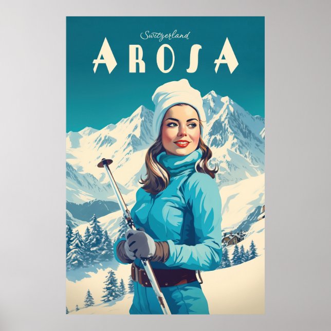 Affiche Arosa, Suisse, Ski (Devant)