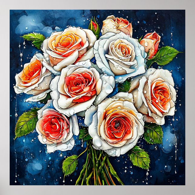 Affiche 🌼 Arrangement Floral de Roses Blanches Élégant In (Devant)