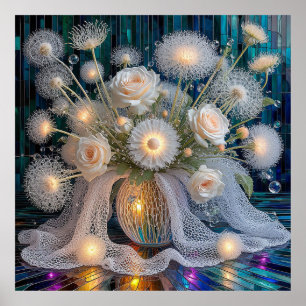 Affiche Arrangement floral élégant avec des roses illuminé