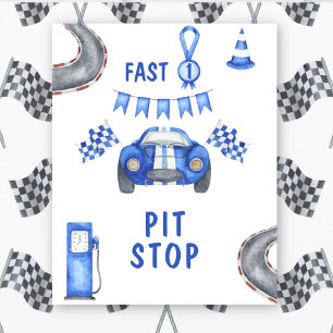 Affiche Arrêt au stand de voiture de course à l'aquarelle