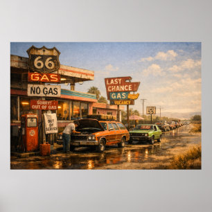 Affiche Arrêt de gaz dernier chance Route 66