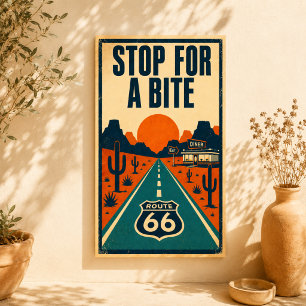 Affiche Arrêt de la route 66 pour une bouchée Diner du dés