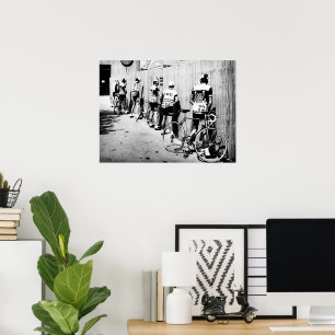 Affiche Arrêt pipi des cyclistes du Tour de France vintage