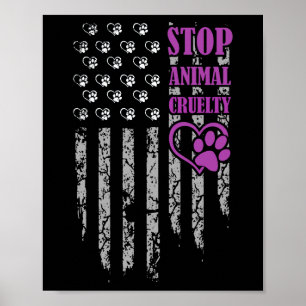 Affiche Arrêter la cruauté animale Usa Drapeau Animaux de
