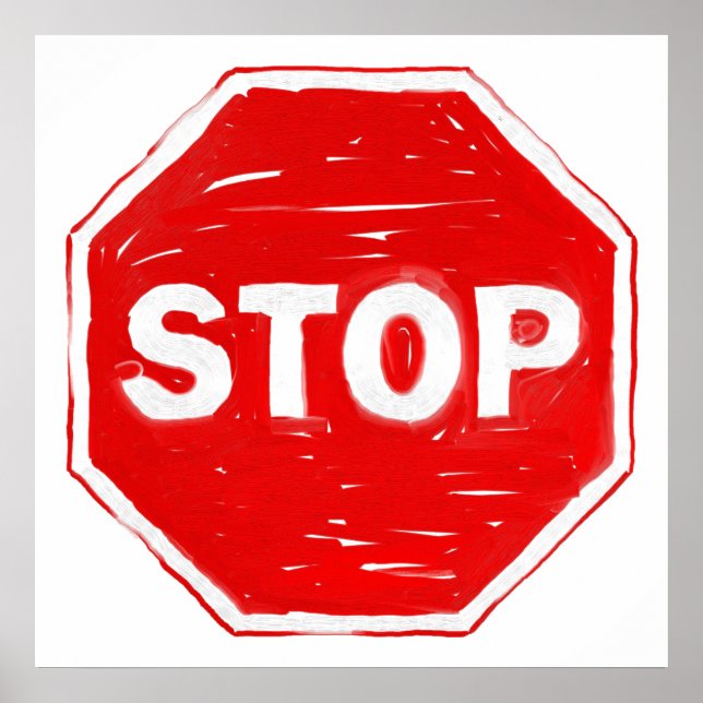 Affiche Arrêter le signe (Devant)