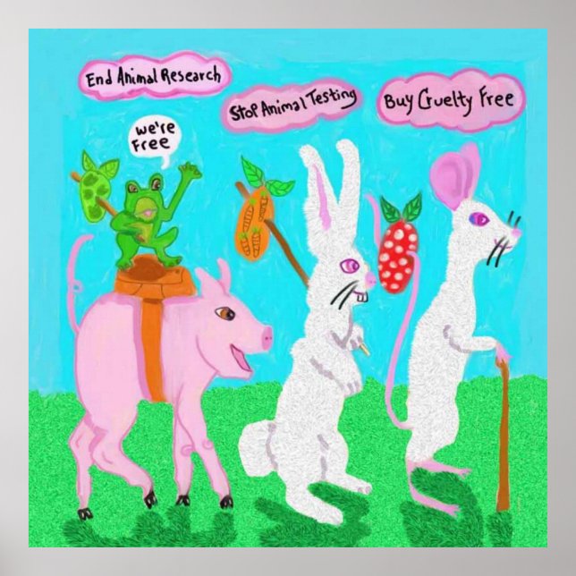 Affiche Arrêter les tests sur les animaux (Devant)