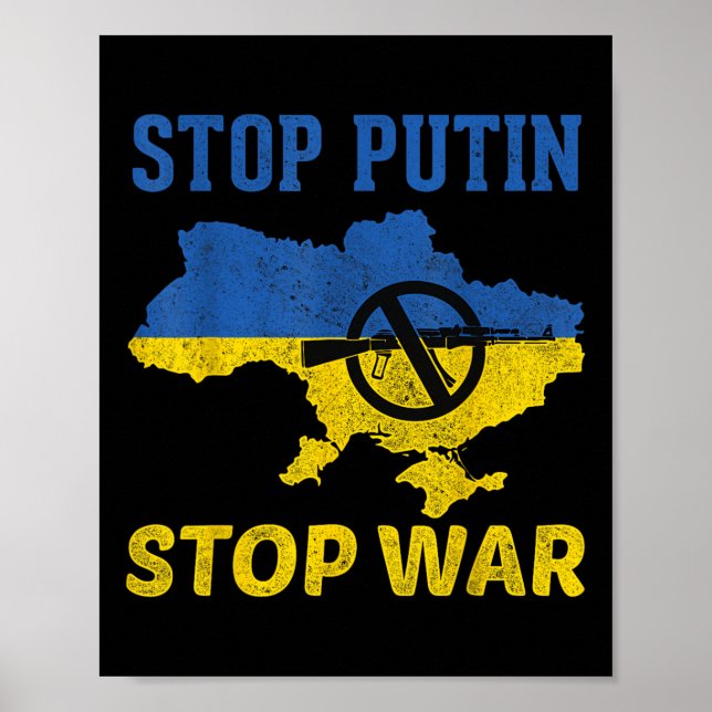 Affiche Arrêter Poutine Arrêter La Guerre Avec L'Ukraine L (Devant)