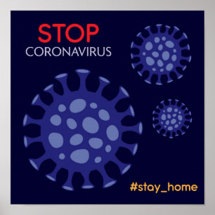Affiche Arrêtez Coronavirus, restez à la maison hashtag pr