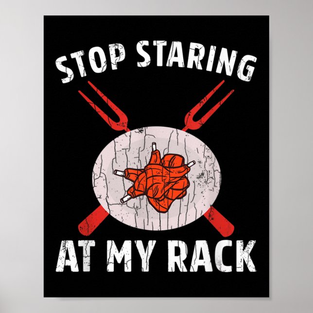 Affiche Arrêtez De Piocher Sur Mon Rack Drôle Barbecue Gri (Devant)