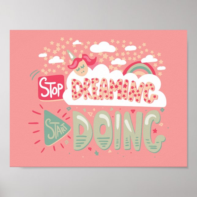 Affiche Arrêtez de rêver, commencez à faire Saumon léger (Devant)