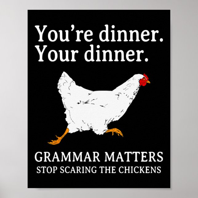 Affiche Arrêtez d'effrayer les poulets Grammaire anglaise  (Devant)
