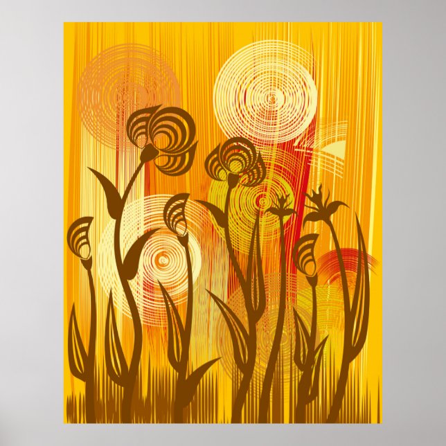 Affiche Arrière - plan à fleurs orange (Devant)