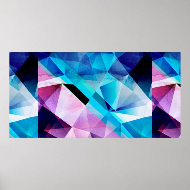 Affiche Arrière - plan abstrait clair aquarelle avec géomé (Devant)