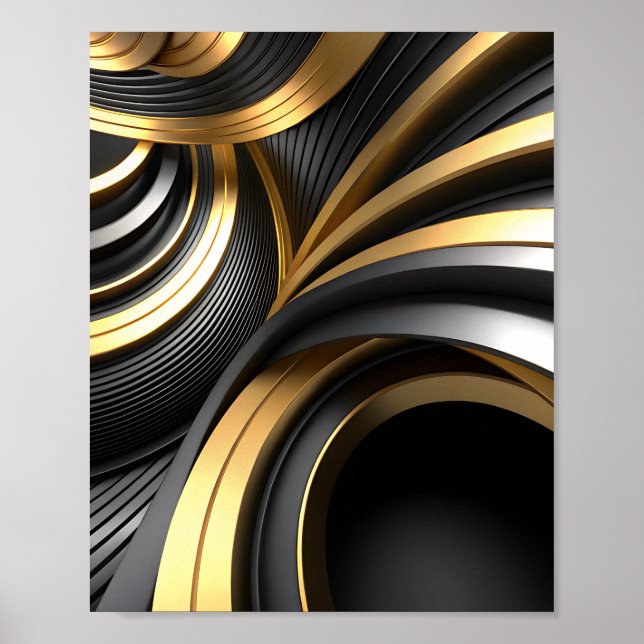 Affiche Arrière - plan Abstrait de luxe avec Gold et Black (Devant)