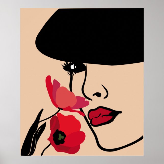 Affiche Arrière - plan avec un portrait de la belle jeune (Devant)