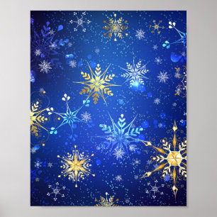 Affiche Arrière - plan Bleu XMAS avec des flocons de neige