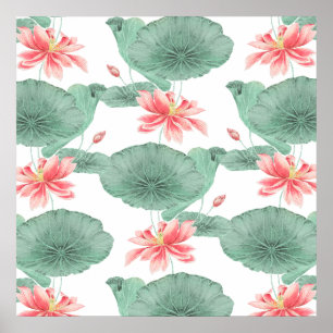 Affiche Arrière - plan botanique motif sans couture Lotus