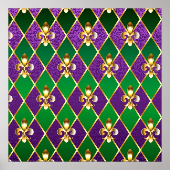 Affiche Arrière - plan de bijoux Mardi Gras (Devant)