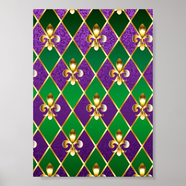 Affiche Arrière - plan de bijoux Mardi Gras (Devant)