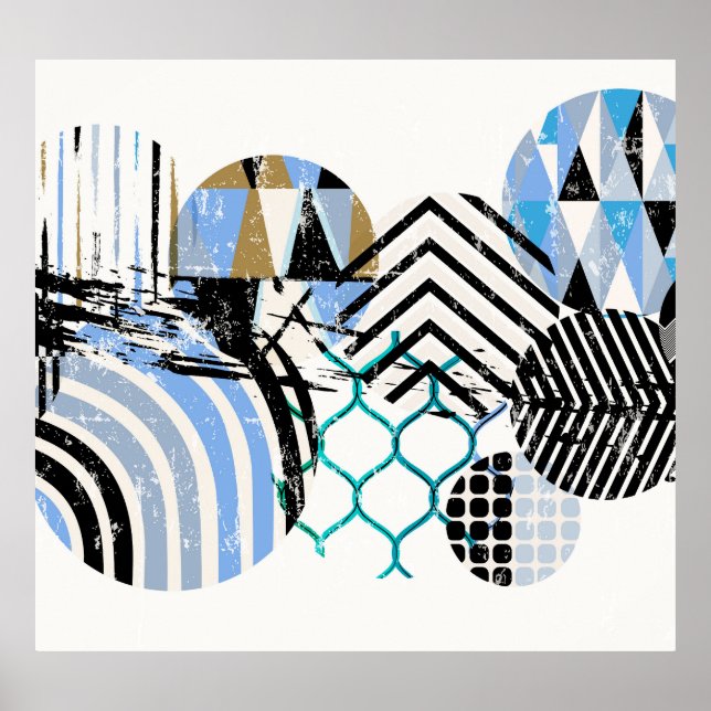 Affiche Arrière - plan de cercle géométrique : texture gru (Devant)