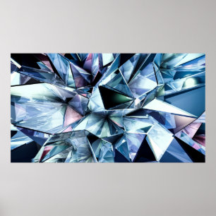 Affiche Arrière - plan de cristal de triangle technologiqu