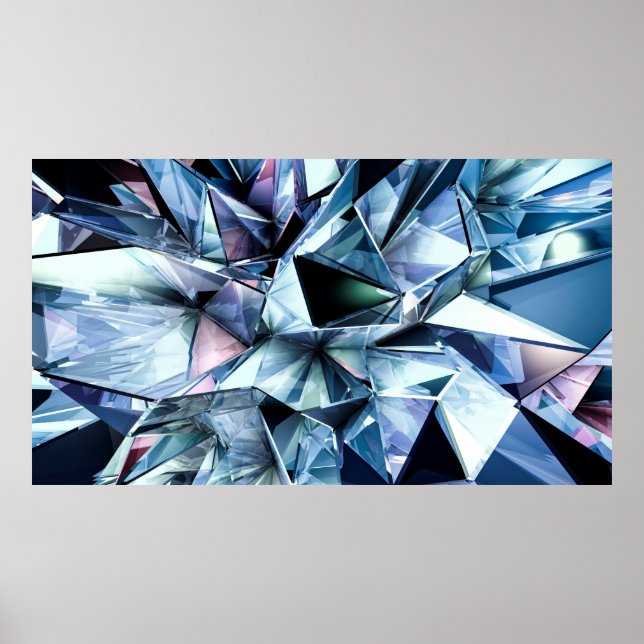 Affiche Arrière - plan de cristal de triangle technologiqu (Devant)