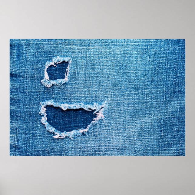Affiche Arrière - plan de denim texturé. Trou déchiré dans (Devant)