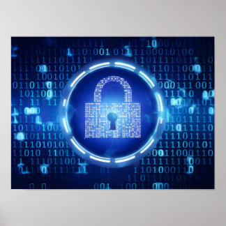 Affiche Arrière - plan de données binaire bleu Abstrait