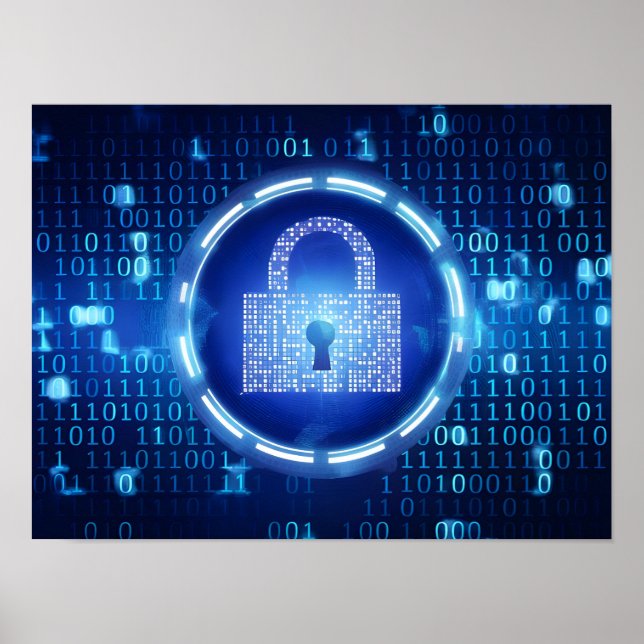 Affiche Arrière - plan de données binaire bleu Abstrait (Devant)