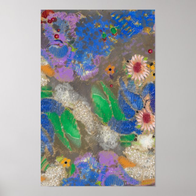 Affiche Arrière - plan de fleurs abstrait d'Odilon Redon.  (Devant)