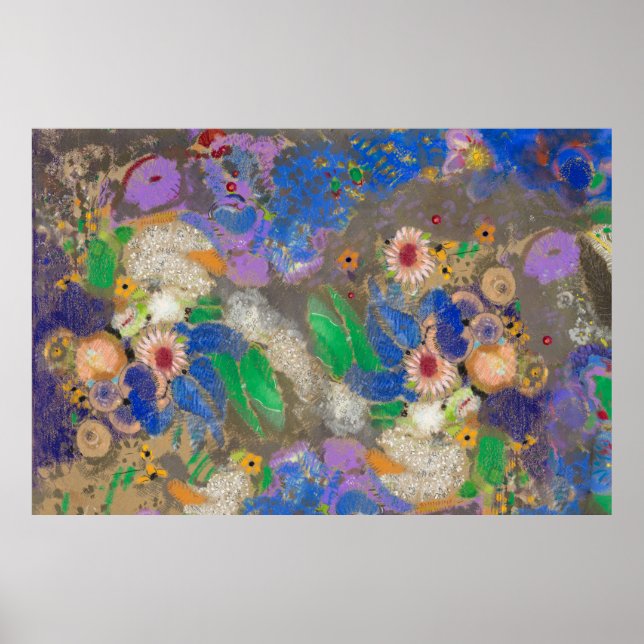 Affiche Arrière - plan de fleurs abstrait d'Odilon Redon. (Devant)
