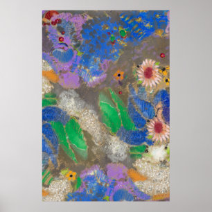 Affiche Arrière - plan de fleurs abstrait d'Odilon Redon.L