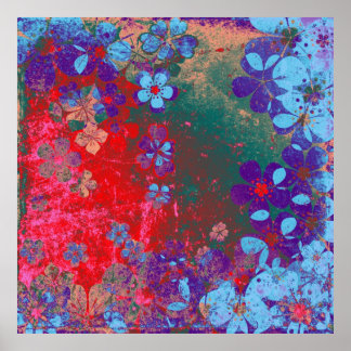 Affiche Arrière - plan de grunge floral art motif