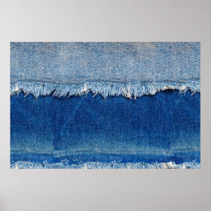 Affiche Arrière - plan de jeans Denim. Tissu denim déchiré