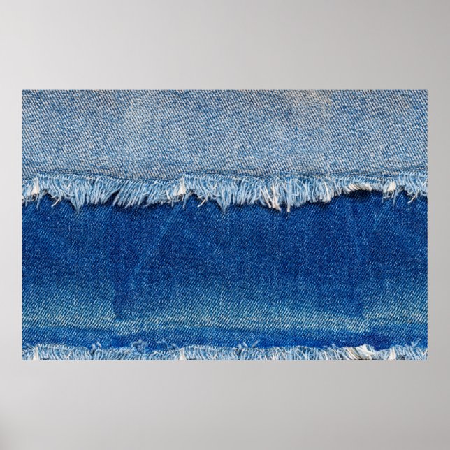 Affiche Arrière - plan de jeans Denim. Tissu denim déchiré (Devant)