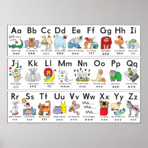 Affiche Arrière - plan de l'alphabet animal illustré