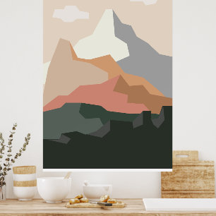 Affiche Arrière - plan de montagne minimaliste