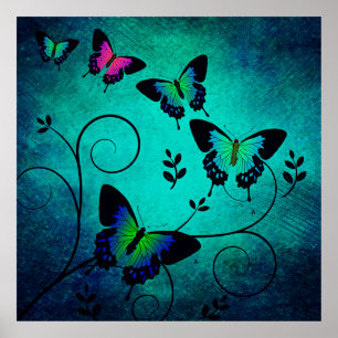 Affiche Arrière - plan de papillons de texture