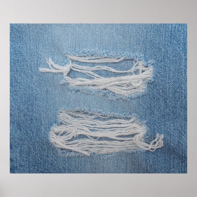 Affiche Arrière - plan de texture de jean bleu déchirée. D (Devant)