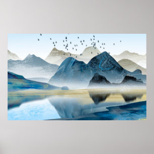 Affiche arrière - plan décoratif art Abstrait. Montagnes e